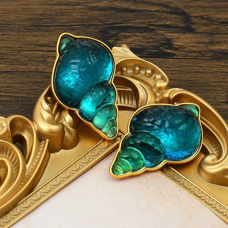 Vintage Sea Screw Ear Clip Jelly Glass Piercing Jewelry