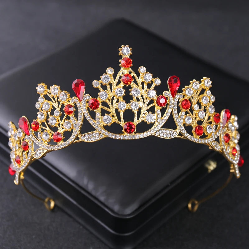 Green Red Crystal Rhinestone Wedding Hair Accessories Silver Tiaras And Crowns