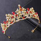 Green Red Crystal Rhinestone Wedding Hair Accessories Silver Tiaras And Crowns