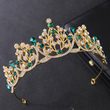 Green Red Crystal Rhinestone Wedding Hair Accessories Silver Tiaras And Crowns