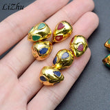 Green Red Stone Plated Drop Shape Loose Beads DIY Jewelry Making