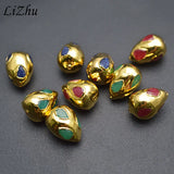 Green Red Stone Plated Drop Shape Loose Beads DIY Jewelry Making
