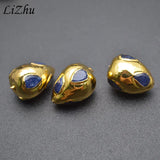 Green Red Stone Plated Drop Shape Loose Beads DIY Jewelry Making