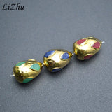Green Red Stone Plated Drop Shape Loose Beads DIY Jewelry Making