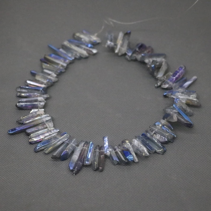 Crystal Quartz Bead Gradient Smooth Point Pendant Necklace