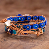 Heart Lucky Love Bracelets Beaded Leather Stones Bangles