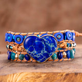 Heart Lucky Love Bracelets Beaded Leather Stones Bangles