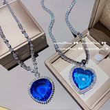 Heart of the Sea Necklace CZ 925 Silver Chain Pendant for Women