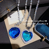 Heart of the Sea Necklace CZ 925 Silver Chain Pendant for Women