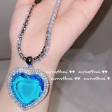 Heart of the Sea Necklace CZ 925 Silver Chain Pendant for Women