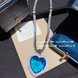 Heart of the Sea Necklace CZ 925 Silver Chain Pendant for Women