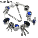Glass Charm Beads Pendants DIY Snake Chain Bracelet