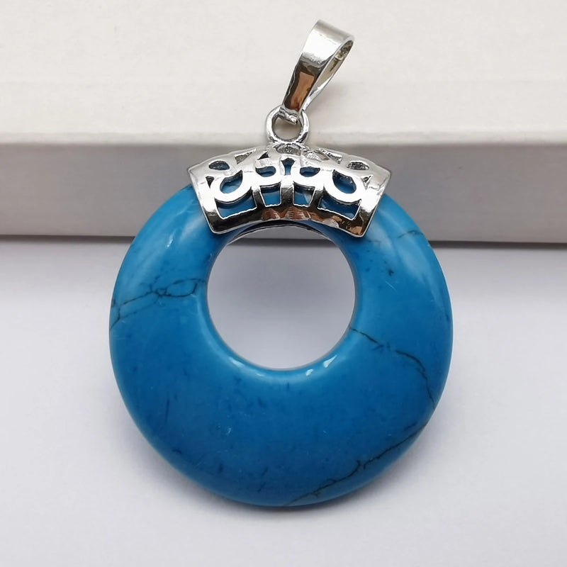 Howlite Circle Stone Gem Pendant Jewelry For Woman Gift