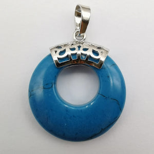 Howlite Circle Stone Gem Pendant Jewelry For Woman Gift