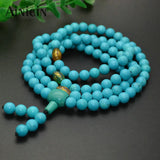 Howlite Turquoise 8mm Round Prayer Bracelets Long Necklace