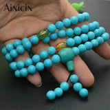 Howlite Turquoise 8mm Round Prayer Bracelets Long Necklace