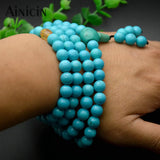 Howlite Turquoise 8mm Round Prayer Bracelets Long Necklace