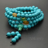 Howlite Turquoise 8mm Round Prayer Bracelets Long Necklace