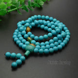 Howlite Turquoise 8mm Round Prayer Bracelets Long Necklace
