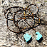 Irregular Turquoise Pendant Long Leather Rope Necklace