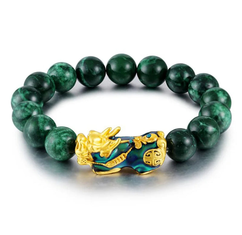 Jade Emerald Green Agate Pixiu Bracelet Fashionable Accessories