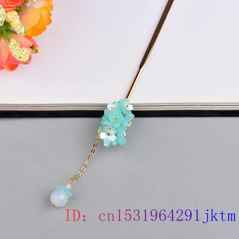 Jade Flower Hairpin Vintage Jewelry for Women Hair Sticks