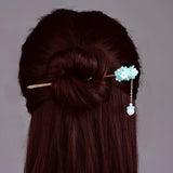 Jade Flower Hairpin Vintage Jewelry for Women Hair Sticks