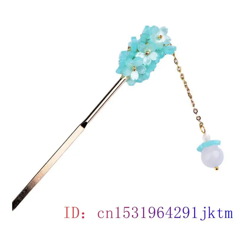 Jade Flower Hairpin Vintage Jewelry for Women Hair Sticks
