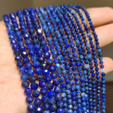 Lapis Lazuli Faceted Natural Stone Round Beads 15inch