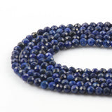 Lapis Lazuli Faceted Natural Stone Round Beads 15inch