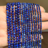 Lapis Lazuli Faceted Natural Stone Round Beads 15inch