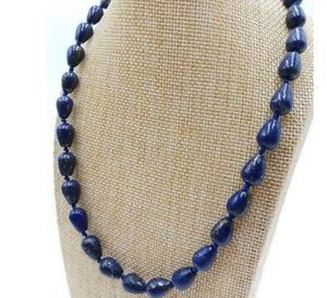 Lapis Lazuli Drop Beads Necklace 18'' 8x12mm
