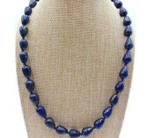 Lapis Lazuli Drop Beads Necklace 18'' 8x12mm