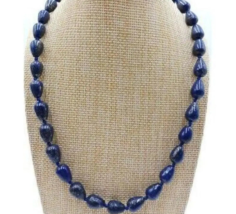 Lapis Lazuli Drop Beads Necklace 18'' 8x12mm