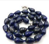 Lapis Lazuli Drop Beads Necklace 18'' 8x12mm