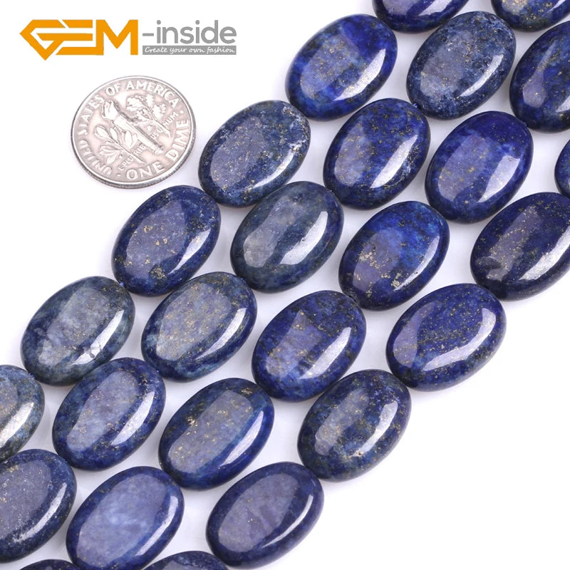 Lapis Lazuli Oval Beads 15" Strand DIY Jewelry Making