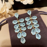 Leaves Crack Crystal Earrings For Women Zircon Wedding Gift