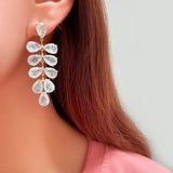 Leaves Crack Crystal Earrings For Women Zircon Wedding Gift