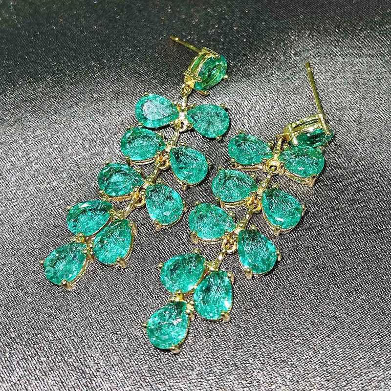 Leaves Crack Crystal Earrings For Women Zircon Wedding Gift