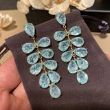 Leaves Crack Crystal Earrings For Women Zircon Wedding Gift