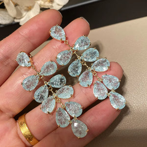 Leaves Crack Crystal Earrings For Women Zircon Wedding Gift