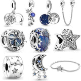 Sterling Silver Stars & Galaxy Tree Moon Safety Chain Charm