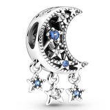 Sterling Silver Stars & Galaxy Tree Moon Safety Chain Charm