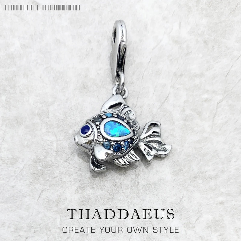 Maritime Fish Charm Pendant 925 Sterling Silver Lucky Gift For Women