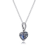 Moon & Stars Heart Necklace Sterling Silver Jewelry