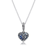 Moon & Stars Heart Necklace Sterling Silver Jewelry