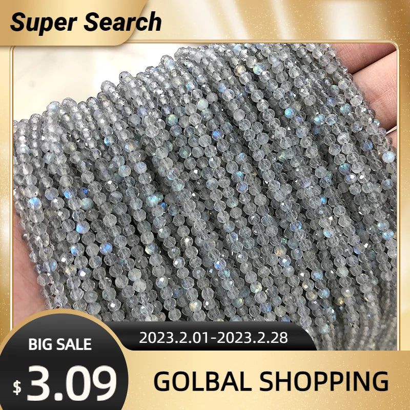 Moonstone Sliced 2mm 3mm 4mm Gemstone Beads for Jewelry Making 15inch