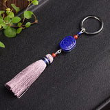 Lapis Lazuli Stone Pendant Tortoiseshell Tassel Keychain Bag Hanging Pendant