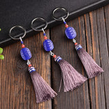 Lapis Lazuli Stone Pendant Tortoiseshell Tassel Keychain Bag Hanging Pendant