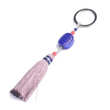 Lapis Lazuli Stone Pendant Tortoiseshell Tassel Keychain Bag Hanging Pendant